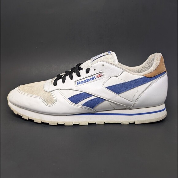 Reebok Classic Leather Sneakers Men\'s Size 13 White Blue FX1289 Retro Suede
